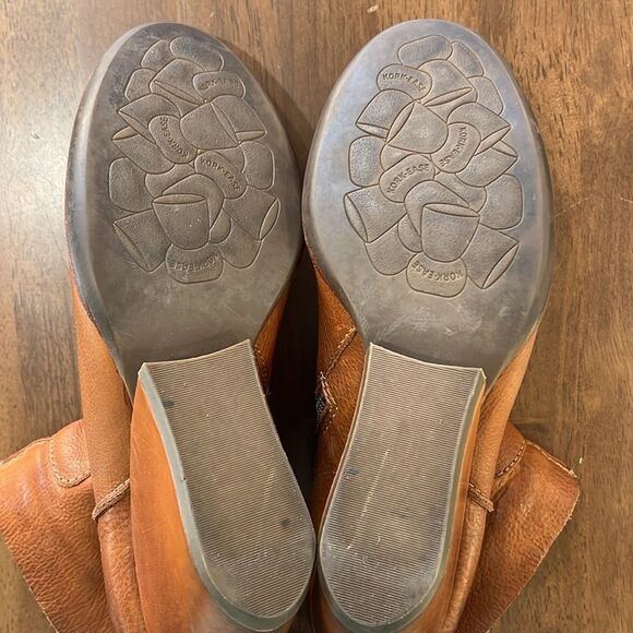 Kork-Ease Michelle Wedge Booties 9.5 Brown Cognac Leather Zip Ankle Boots Soft - Picture 8 of 12